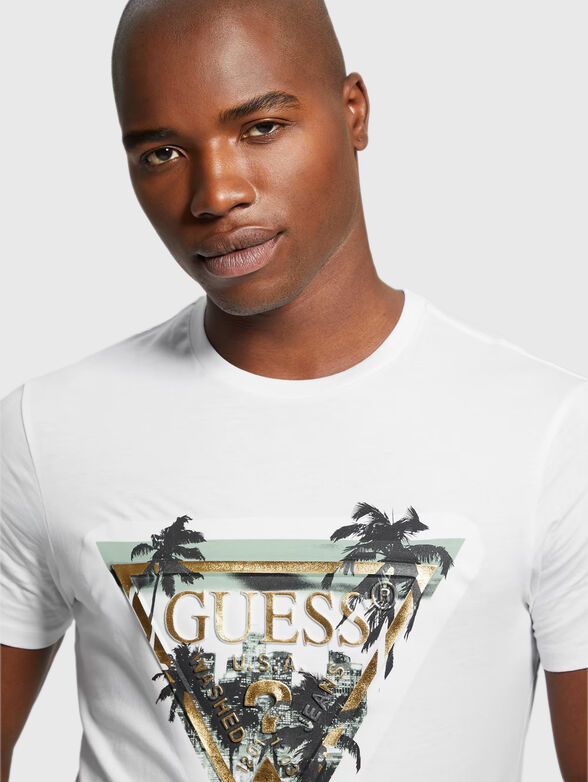 Black cotton T-shirt with gold logo - 4