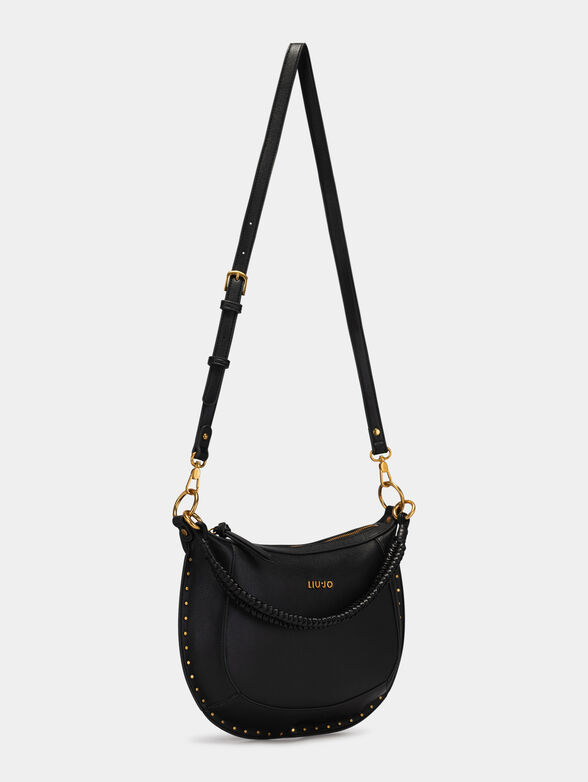 Black hobo bag with golden studs - 2