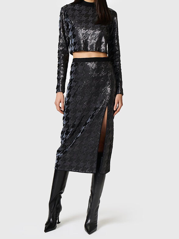 Midi skirt with appliqu&eacute;d sequins - 4