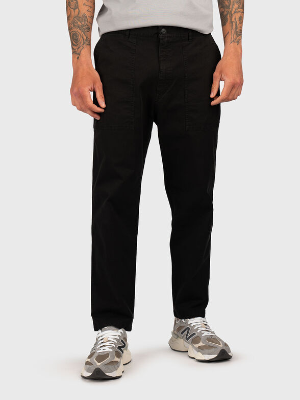 Straight trousers with elastic waist and logo - 1