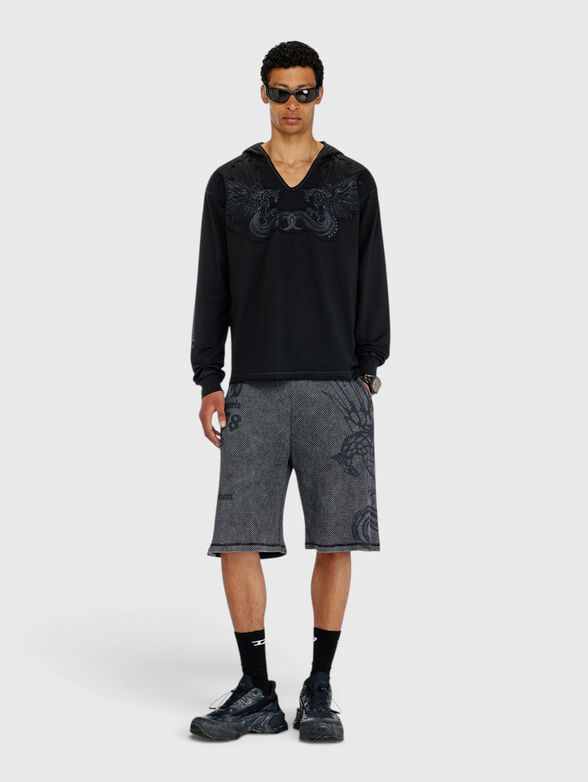 Hoodie with a V-neck and embroidered - 2