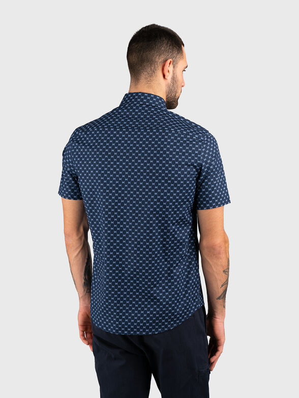 Monogram logo print shirt in dark blue - 3