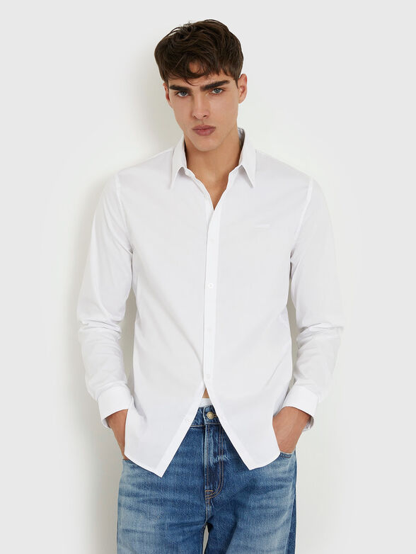 White shirt with logo embroidery - 1