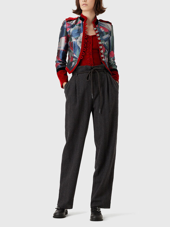 High-waisted wool trousers - 4