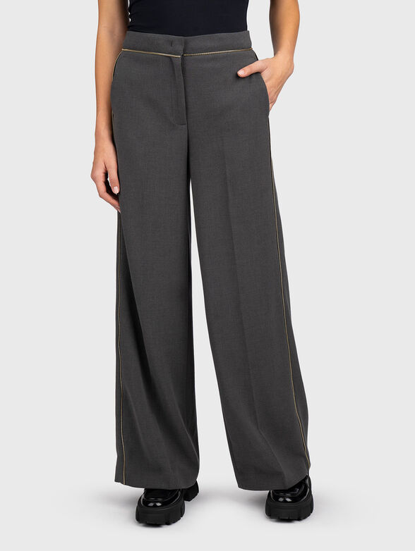 Wide leg viscose blend trousers - 1