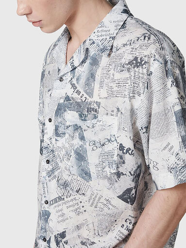 Short sleeve linen shirt with accent print - 5