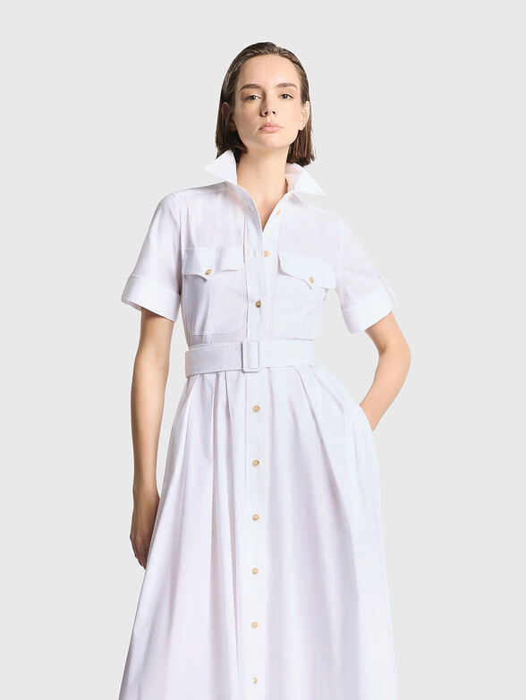 Midi shirt dress with a belt at the waist - 3