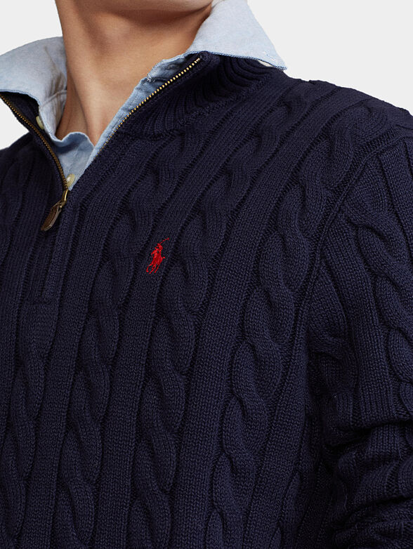 Sweater with zipper and leather detail - 3
