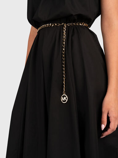 Black dress with gold chain belt - 5
