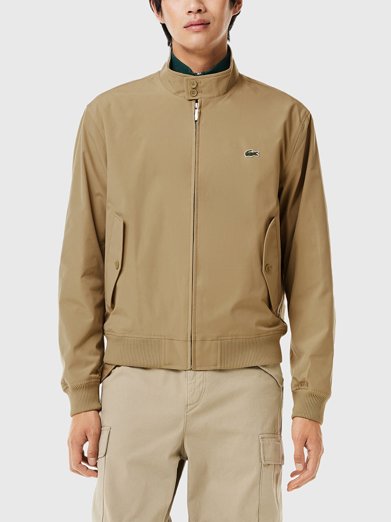 Beige jacket with logo detail brand LACOSTE Globalbrandsstore en