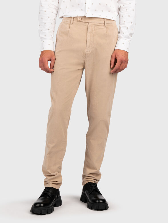 NOAH beige trousers with logo - 1