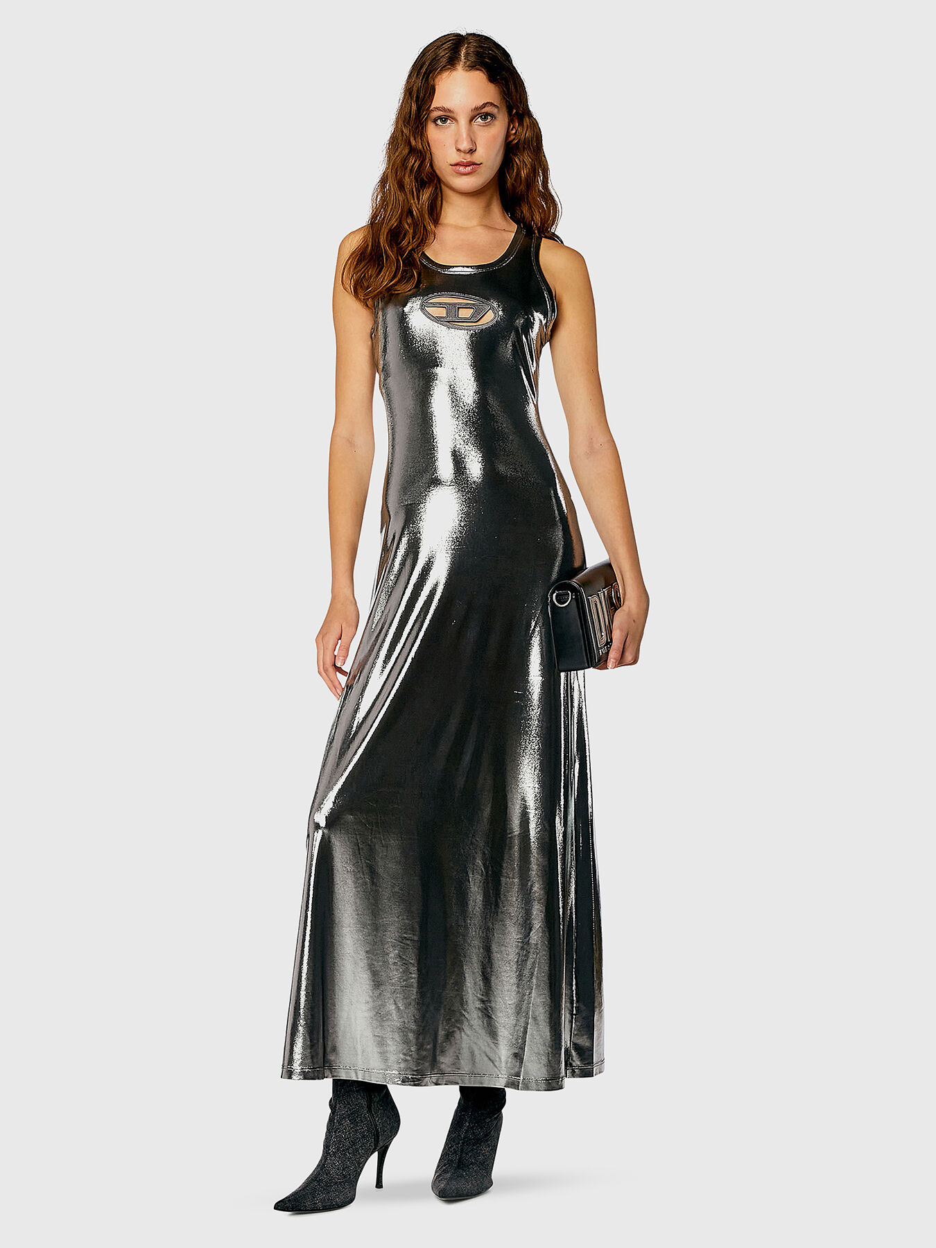 D LYNY long dress with metallic effect brand DIESEL Globalbrandsstore en