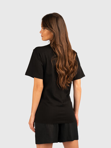 Cotton T-shirt with oval neckline and accent print - 3