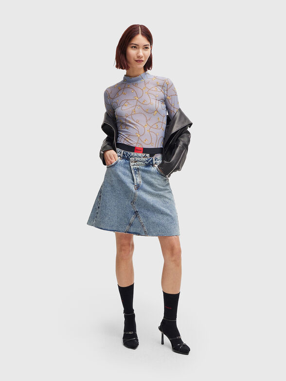 GALORI denim skirt with unfinished hem  - 4