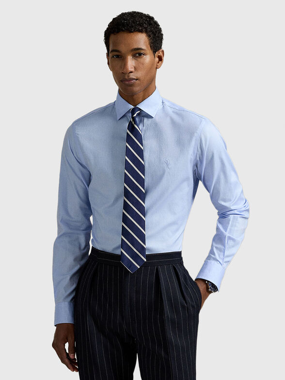 Textured shirt with logo embroidery - 1