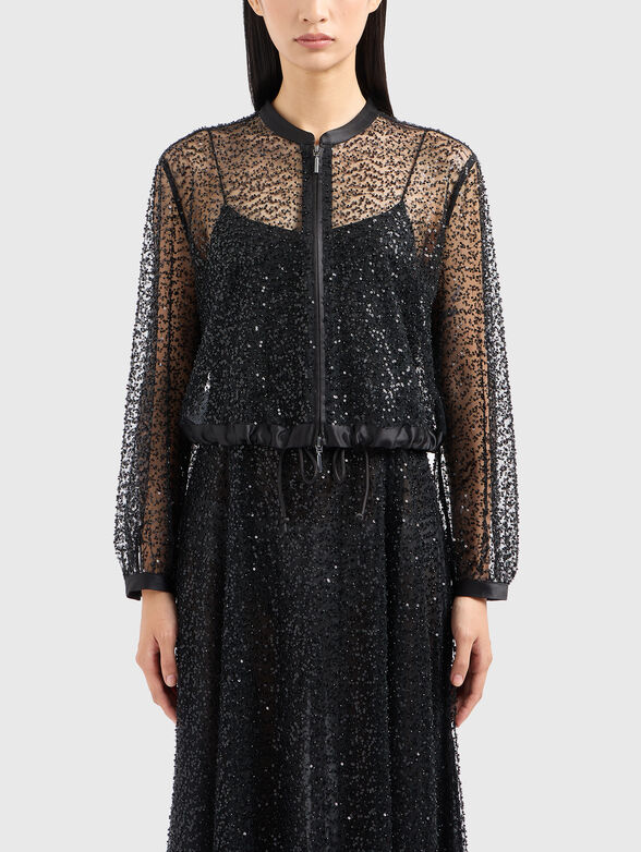 Sheer jacket with sequins - 0