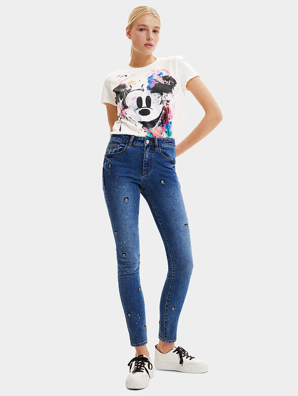 Jeans with Mickey Mouse embroidery - 1
