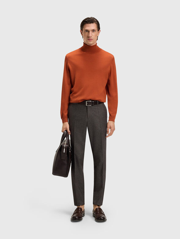 MUSSO-P polo neck slim sweater in gray color - 2