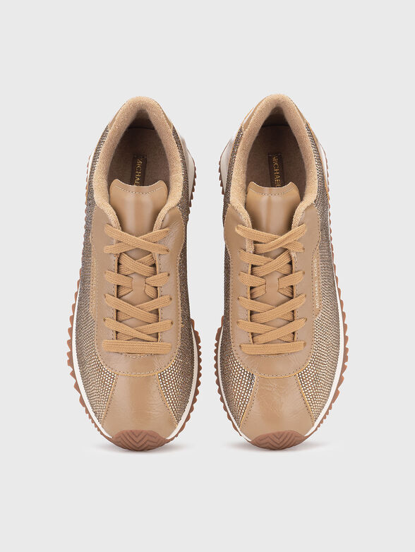 Leather sports shoes with rhinestones - 6