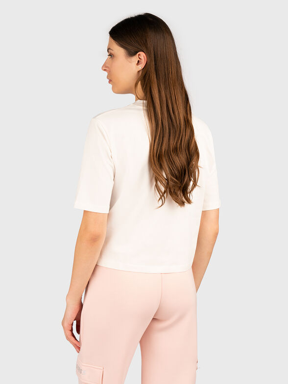 Cotton T-shirt with print and rhinestones - 3