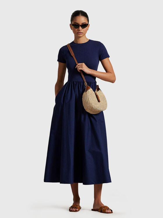 Short-sleeved cotton poplin dress - 1