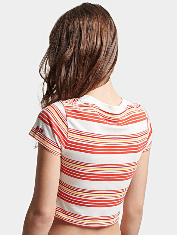 Cotton T-shirt with multicolored striped print - 4