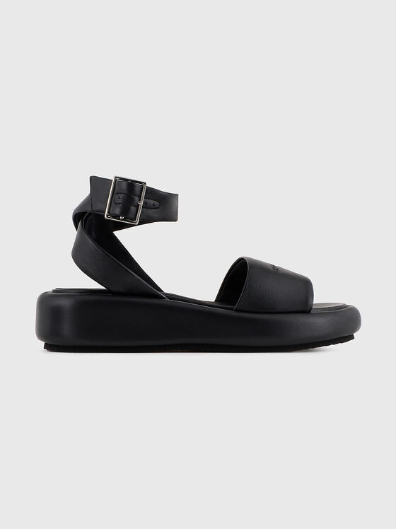 Black leather sandals - 1