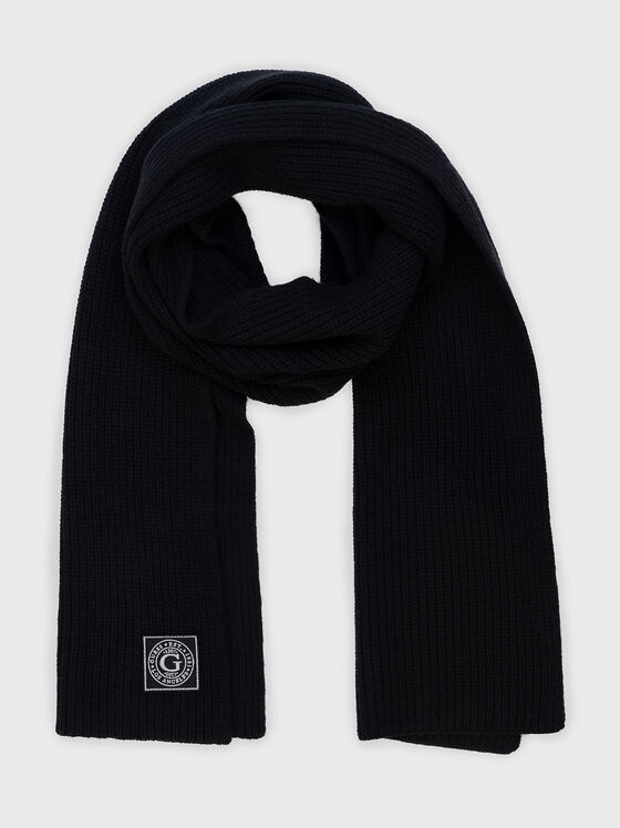 Плетен черен шал от вълнен бленд - 1