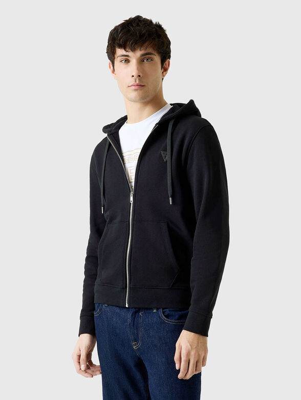 Cotton sweatshirt with hood and zip - 1