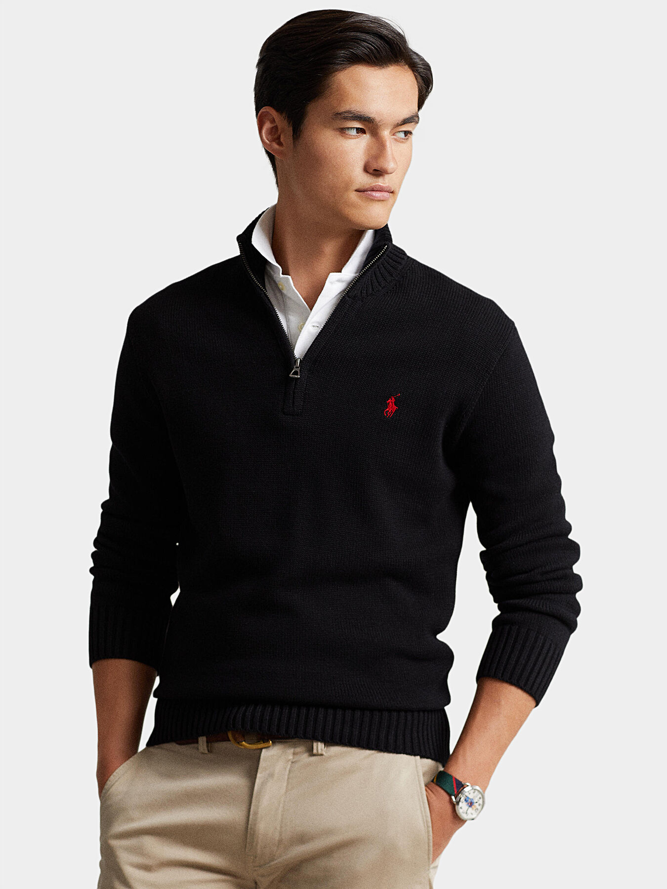 Cotton sweater with turtleneck and zip brand POLO RALPH LAUREN