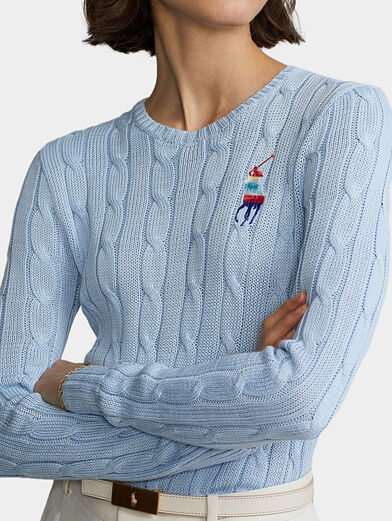 Blue sweater with multicolor logo embroidery - 2