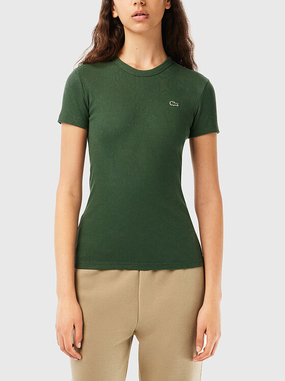 Зелена тениска с бродирано лого  - 1