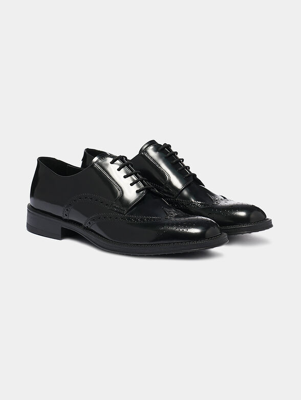 Leather derby shoes in black color - 2