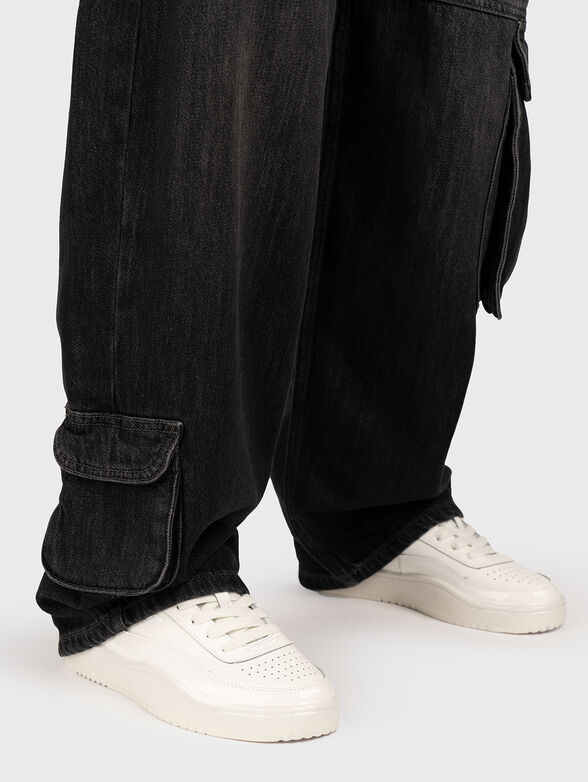 Cargo jeans with waist tie - 4
