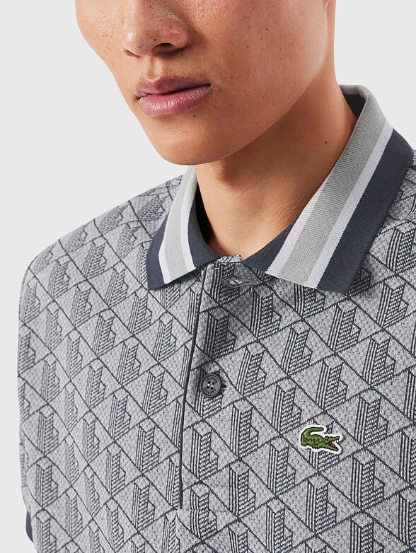 Polo shirt with accent collar in green - 4