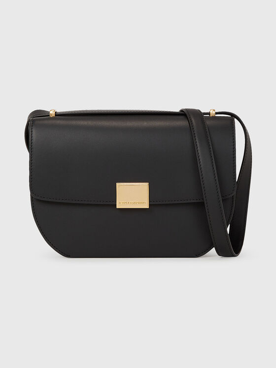 Черна кросбоди чанта K/FOREVER от естествена кожа - 1