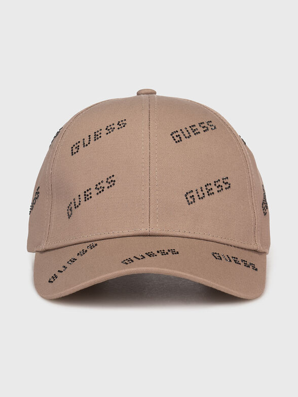 Beige baseball cap with logo motifs - 1