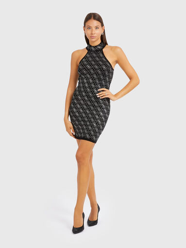 CELESTE appliqued rhinestones mini dress - 5