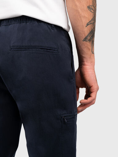 Dark blue chino trousers with laces - 3