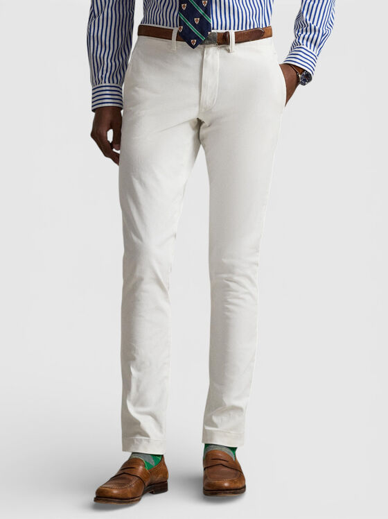 Слим чино панталон в бял цвят - 1