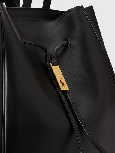Leather backpack with logo detail - 4