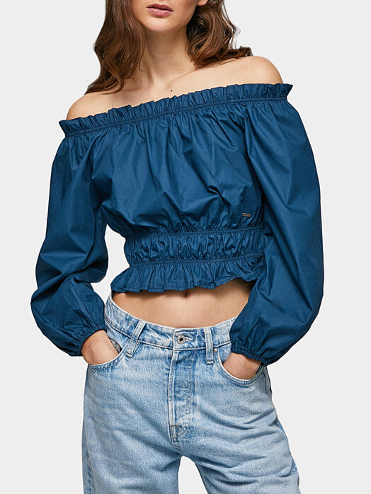 BLANCHE blue blouse with dropped shoulder
