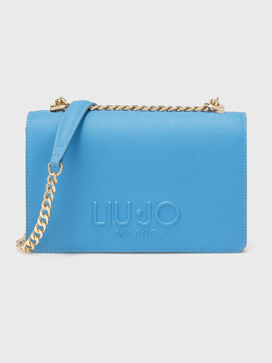 Кросбоди чанта с релефно лого и златисти детайли - 1