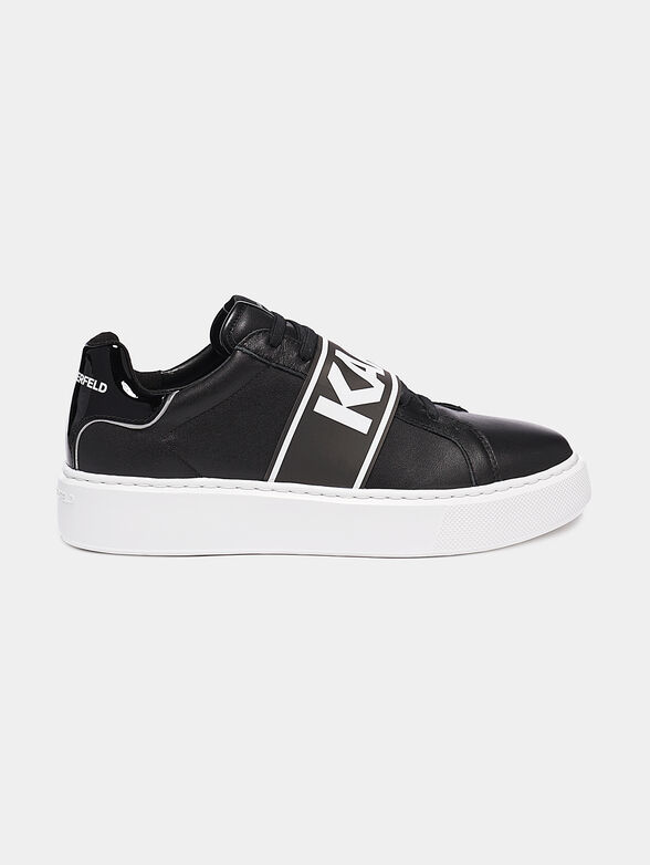 Genuine leather sneakers with logo branding - 1