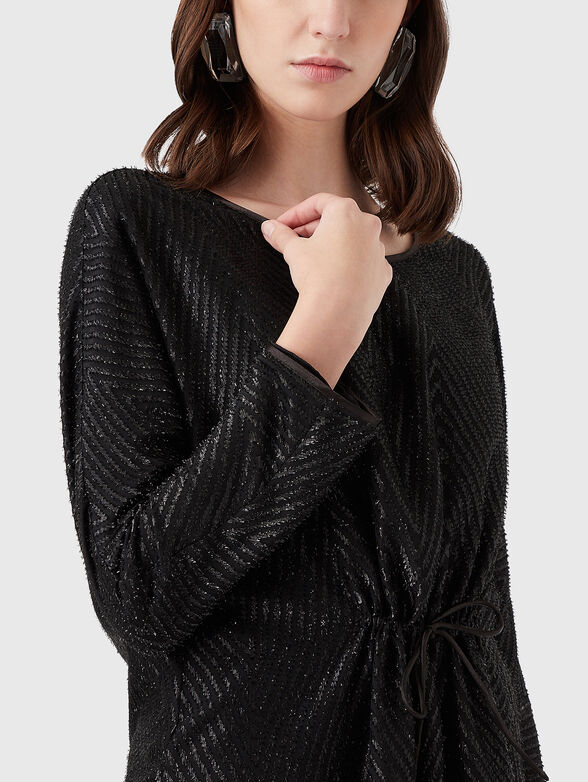 Textured blouse with tie - 4