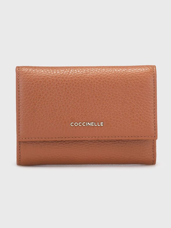 Leather wallet in beige - 1