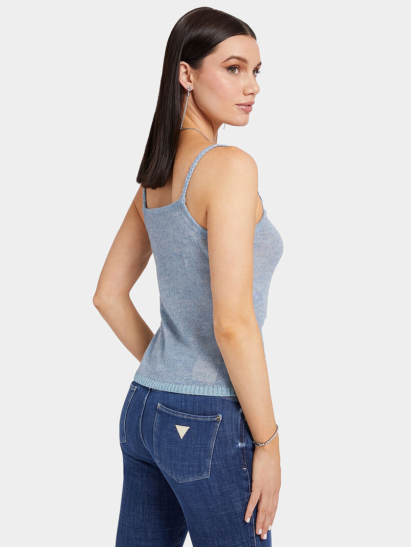 ANNE knitted top in blue color with lurex threads - 3