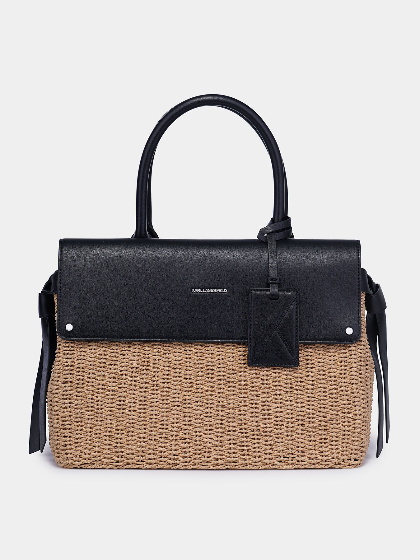 K IKON Bag with raffia and faux leather brand Karl Lagerfeld