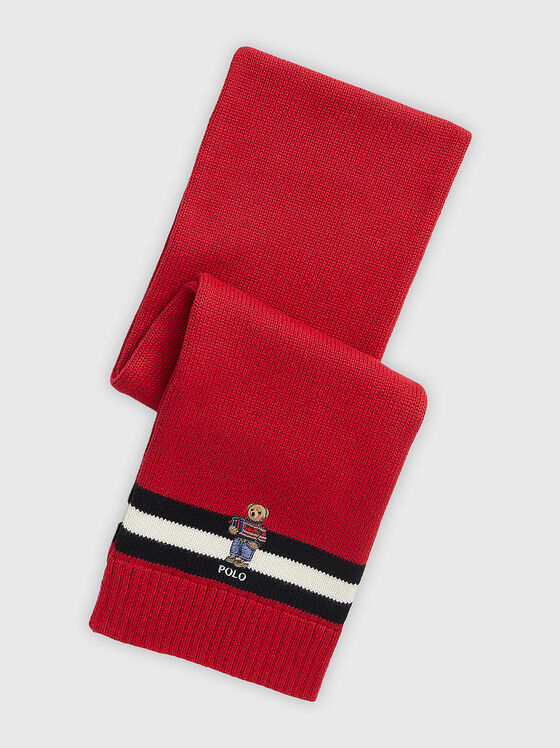 Плетен памучен шал с Polo Bear бродерия - 1