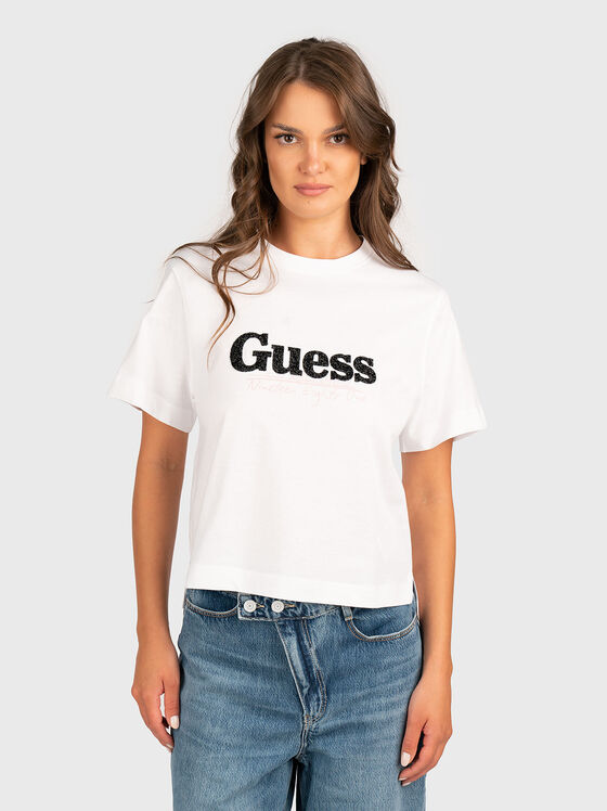 Cotton T-shirt with rhinestones - 1